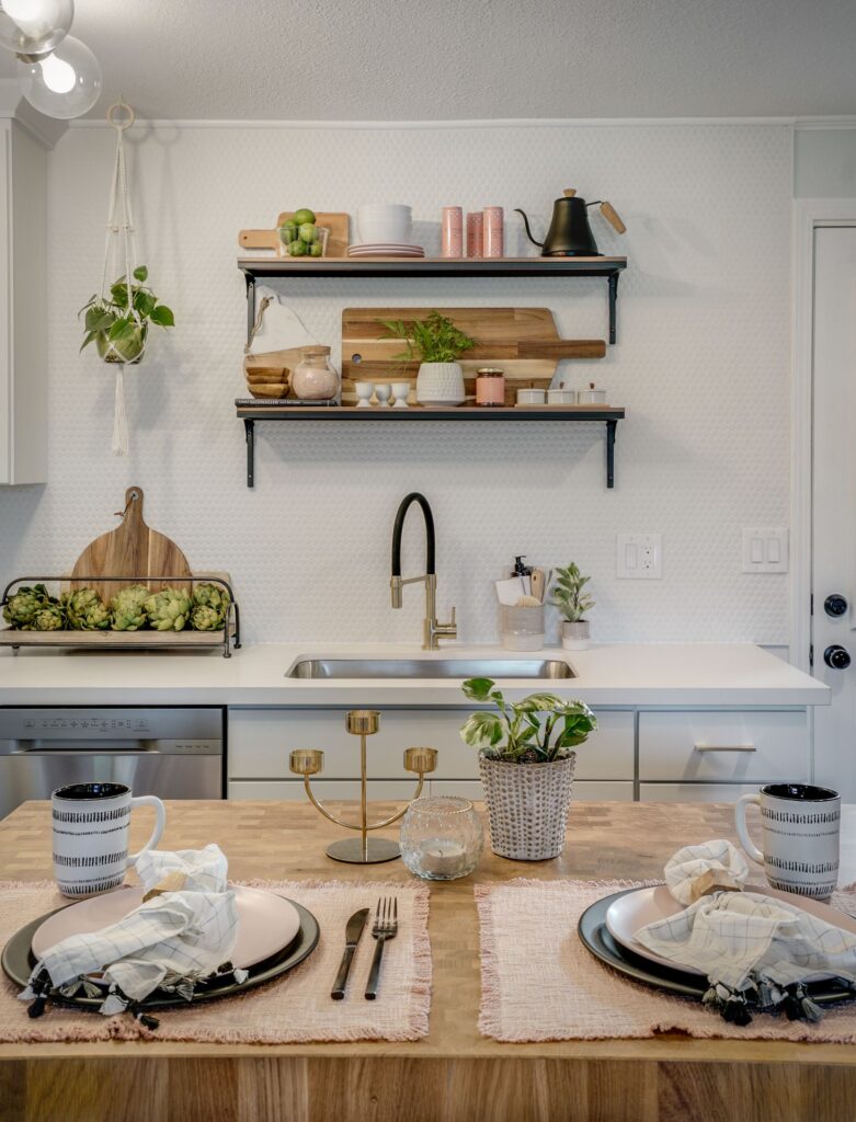 mini hexagon tile backsplash installed by professional tilers